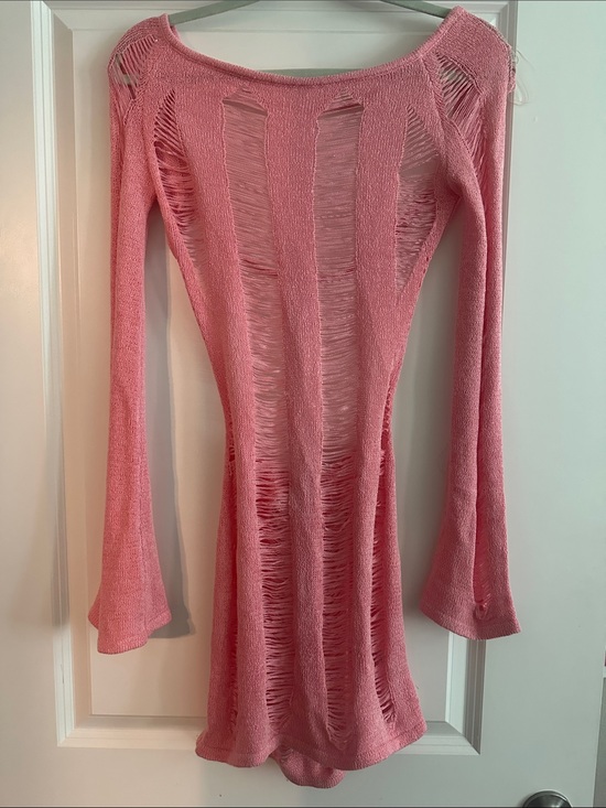 isrealla Dresses & Skirts - Women's Pink Distressed Long-Sleeve Dress